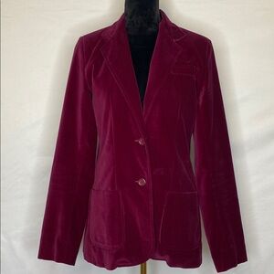 Vintage Rich Burgundy Velvet Made in Hong Kong Women’s Blazer Suit Jacket